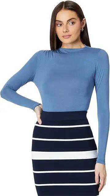 Ted Baker Raylee Pleated Neck Skinny Top (Blue) Women's Clothing Cover