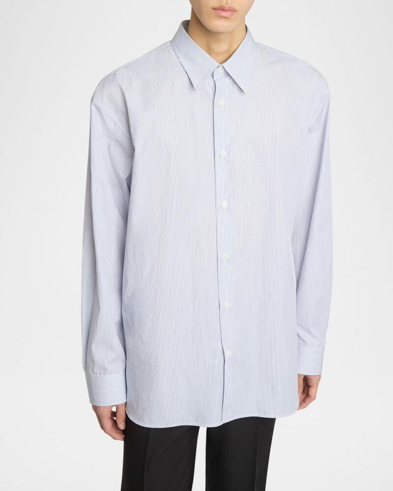 Dries Van Noten Men's Croom Micro-Stripe Sport Shirt Cover