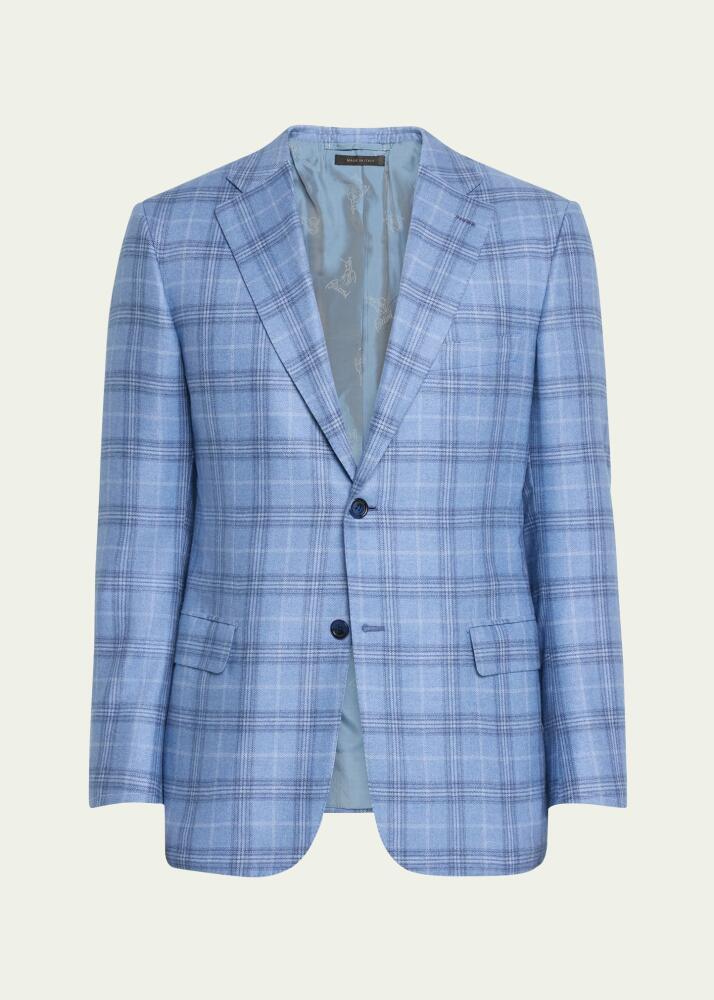 Brioni Men's Silk-Cashmere Plaid Sport Coat Cover