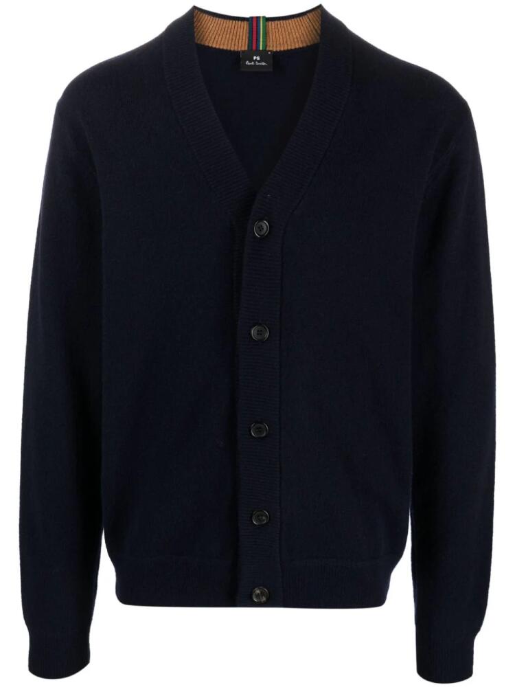 PS Paul Smith V-neck merino wool cardigan - Blue Cover