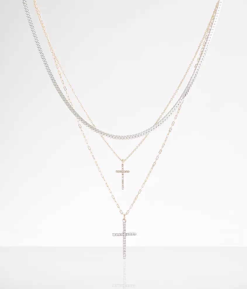 boutique by BKE Tiered Double Cross Necklace Cover