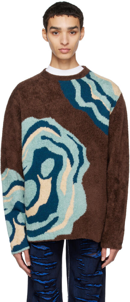 The Elder Statesman Brown Intarsia Sweater Cover