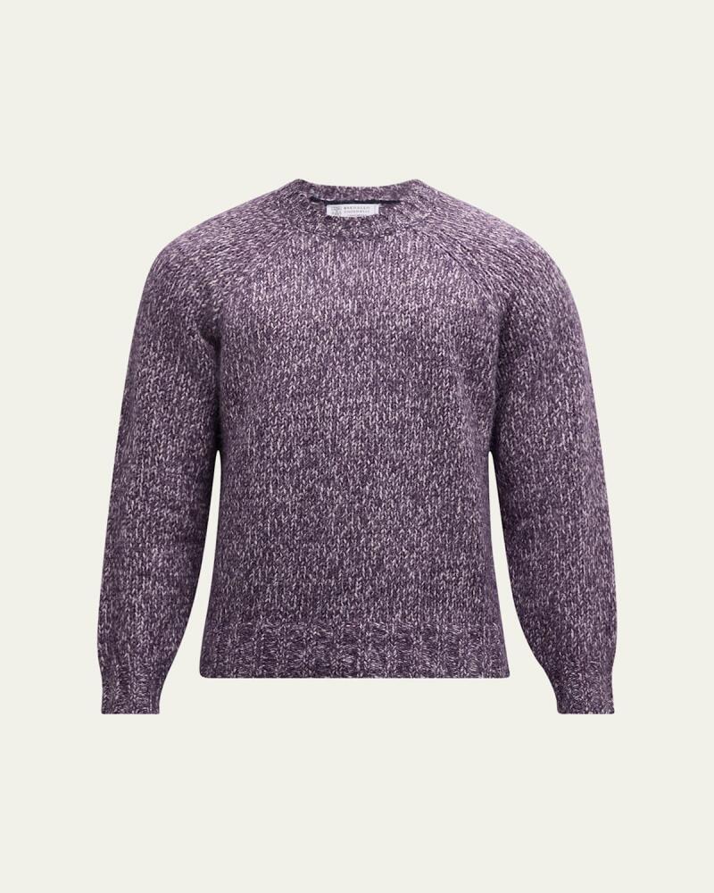 Brunello Cucinelli Men's Marled Knit Crewneck Sweater Cover