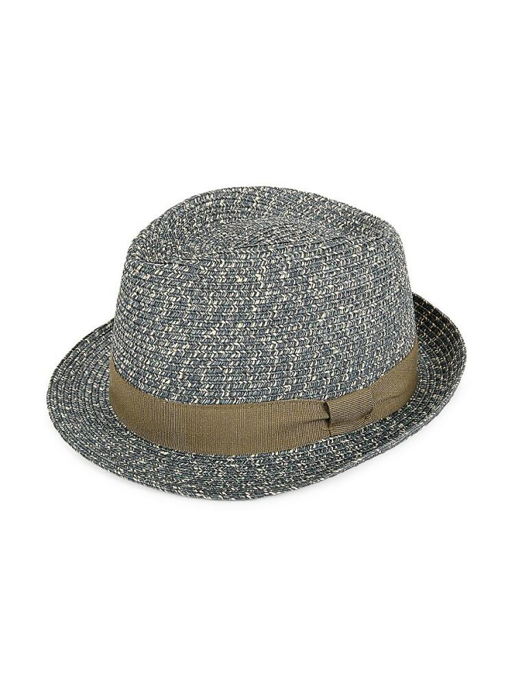 Saks Fifth Avenue Made in Italy Men's Ribbon Woven Fedora - Denim Cover