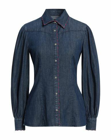 Dondup Woman Denim shirt Blue Cotton, Elastane Cover