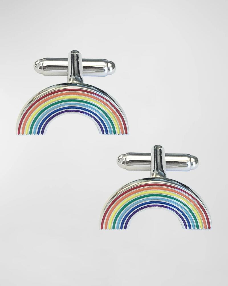 Link Up Men's Handpainted Enamel Rainbow Cufflinks Cover