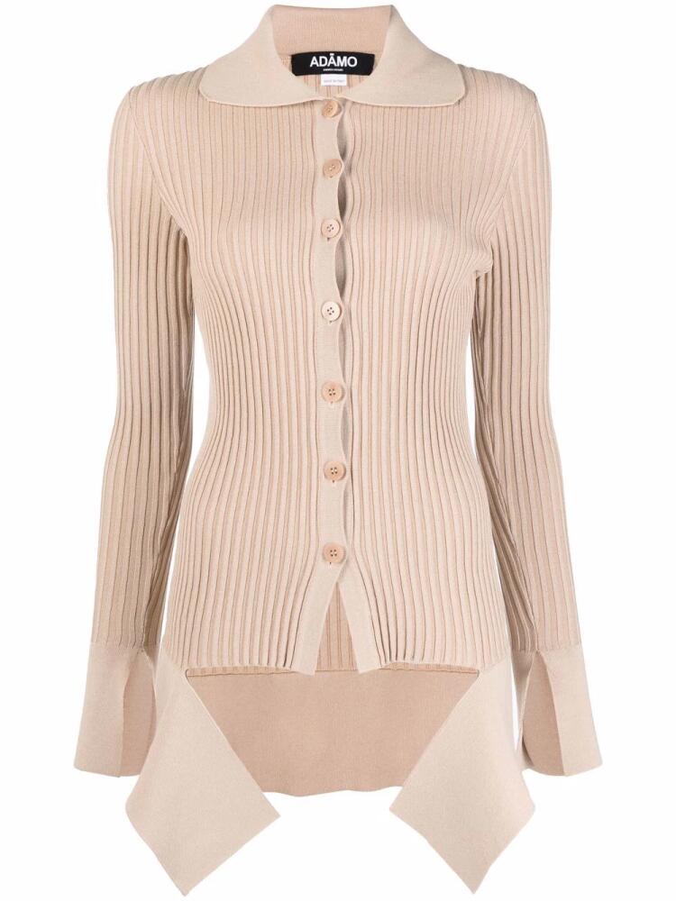 ANDREĀDAMO asymmetric ribbed cardigan top - Neutrals Cover