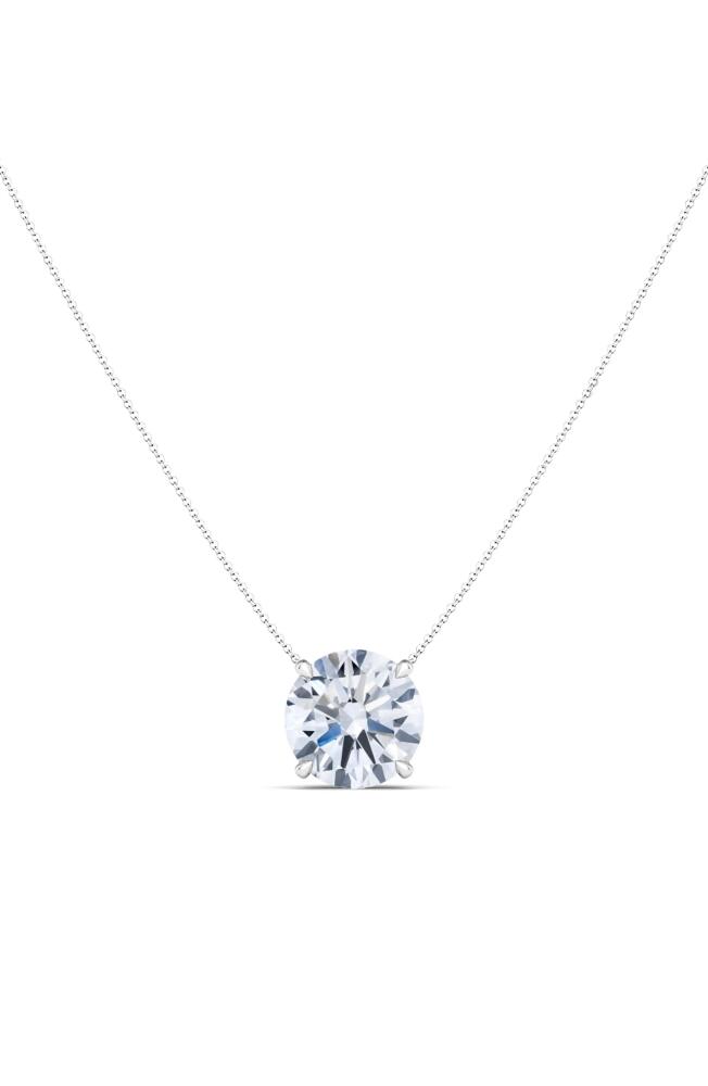 HauteCarat Round Brilliant Lab Created Diamond Pendant Necklace in 18K White Gold Cover