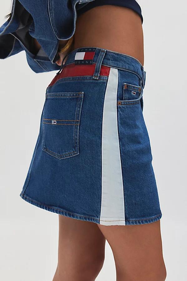 Tommy Hilfiger Tommy Jeans Izzie Denim Flag Mini Skirt in Denim Medium Blue Cover