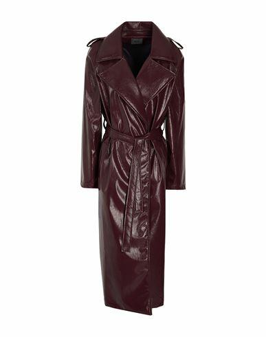 8 By Yoox Oversized Trench Coat Woman Overcoat & Trench Coat Deep purple Polyurethane, Polyester Cover