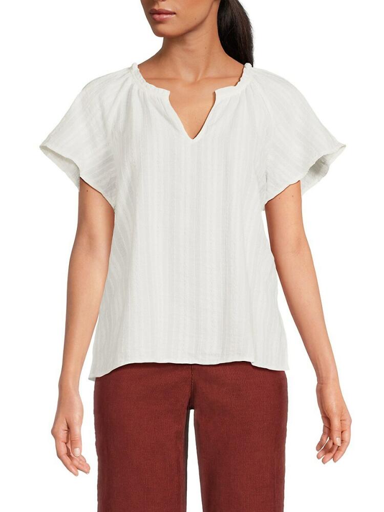 Marine Layer Women's Lana Textured Raglan Sleeve Top - White Cover