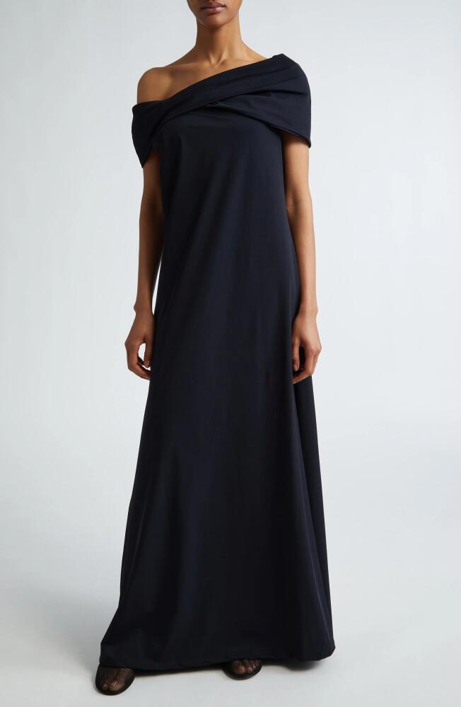 Róhe Asymmetric Off the Shoulder Dress in Noir Cover