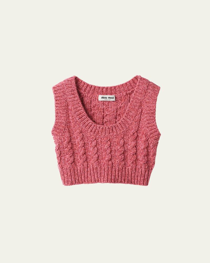 Miu Miu Cable Cropped Sleeveless Cashmere Wool Sweater Cover