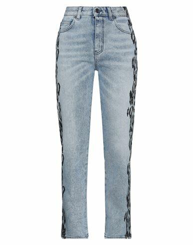 Just Cavalli Woman Jeans Blue Cotton, Elastane, Bovine leather Cover