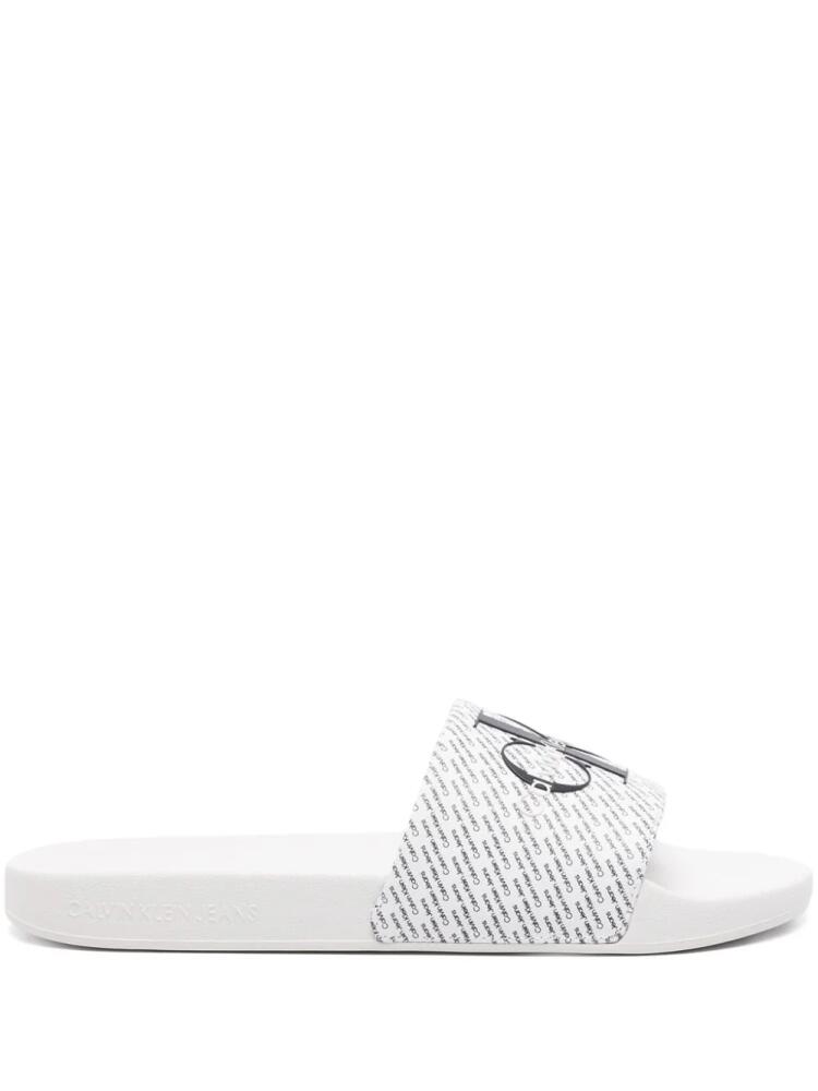 Calvin Klein Jeans monogram-print open-toe slides - White Cover