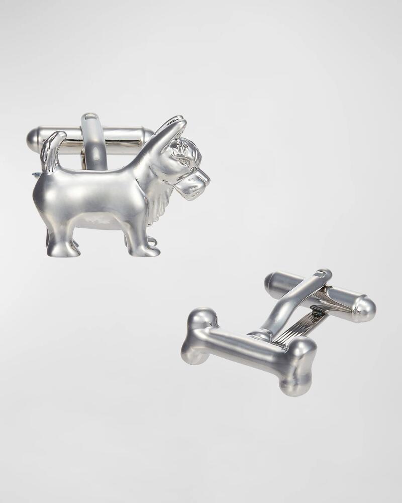 Link Up Men's Silvertone Dog and Bone Cufflinks Cover