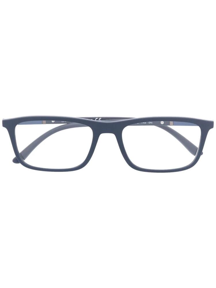 Emporio Armani matte-effect rectangle-frame glasses - Blue Cover