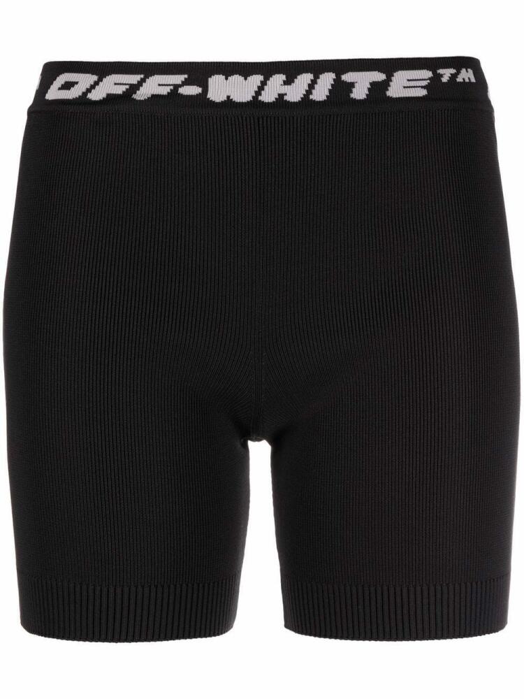 Off-White logo-waistband sports shorts - Black Cover