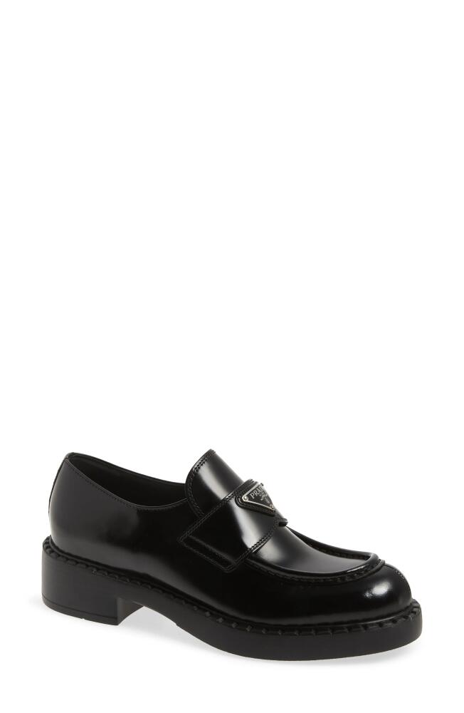 Prada Triangle Logo Loafer in Black Cover