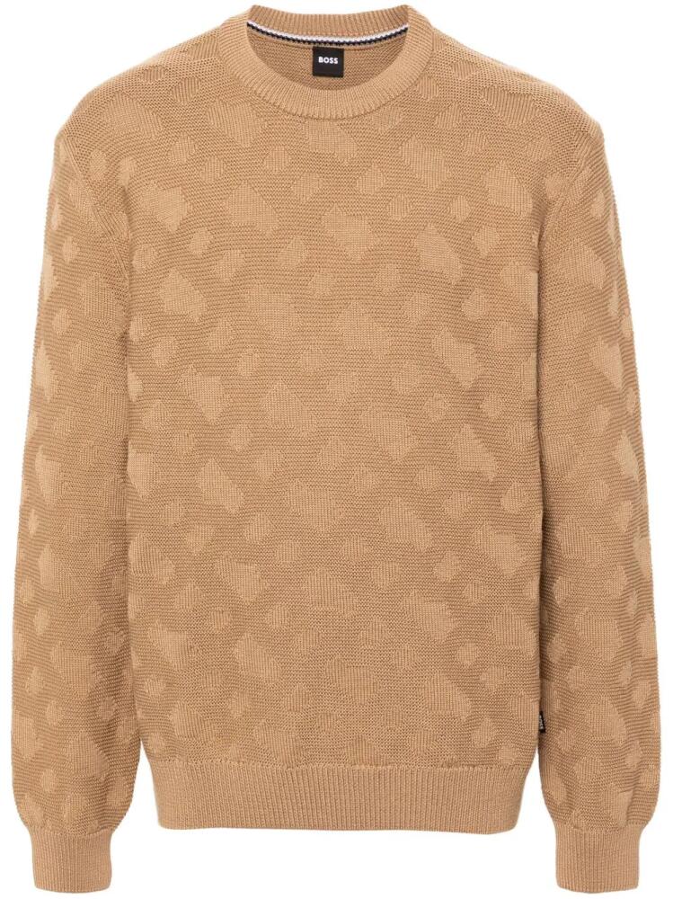 HUGO Palao jacquard jumper - Brown Cover