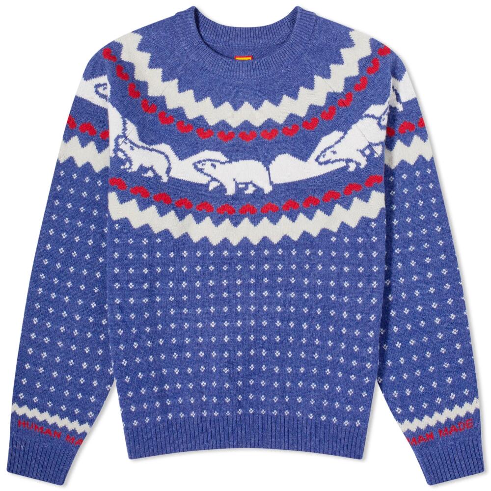 Human Made Men's Nordic Jacquard Knit Sweater in Blue Cover