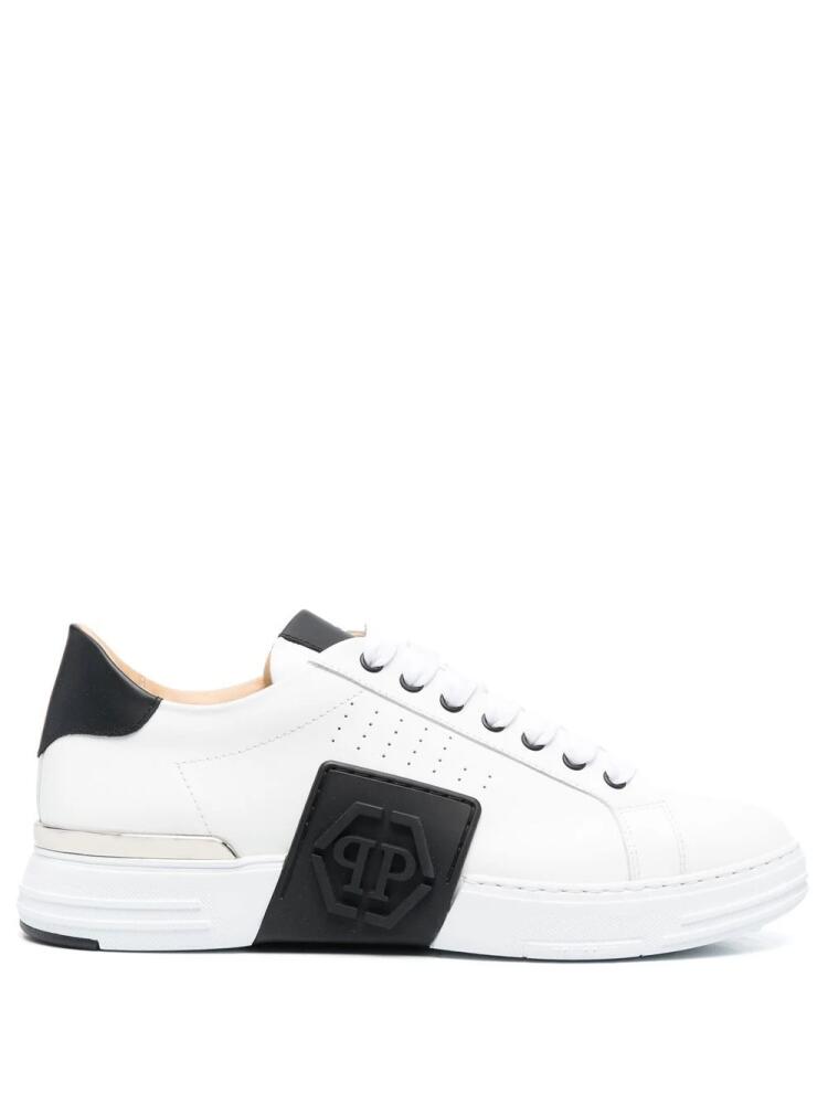 Philipp Plein leather logo-patch sneakers - White Cover