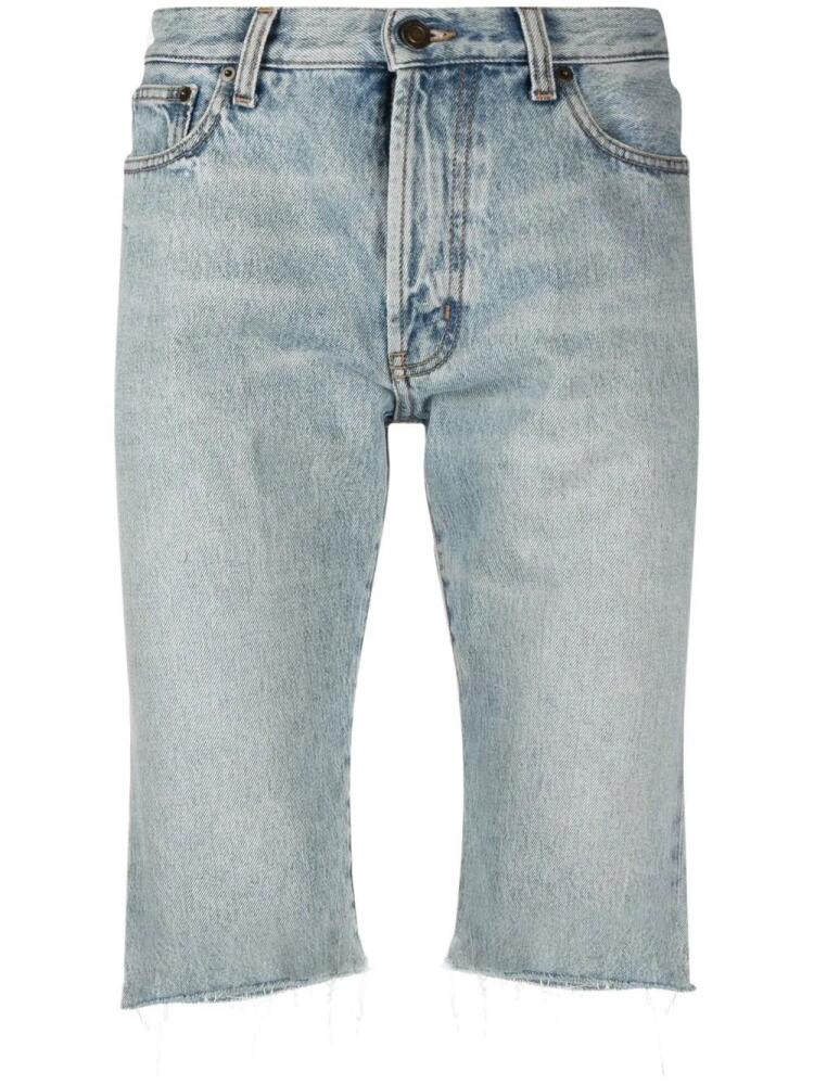 Saint Laurent raw-cut edge denim shorts - Blue Cover