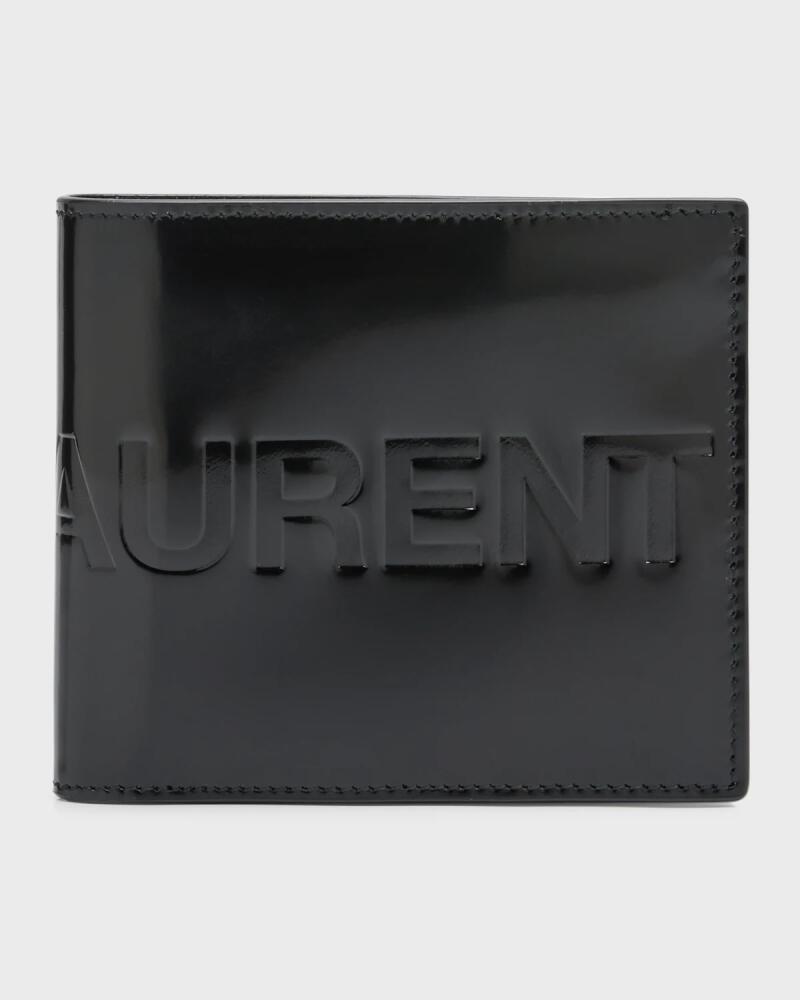 Saint Laurent Men's Debossed Logo Leather East-West Wallet Cover