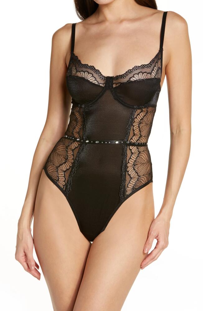 Coquette Embellished Undewire Lace Teddy in Black Cover