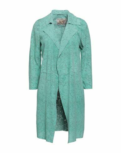 Vintage De Luxe Woman Overcoat & Trench Coat Turquoise Soft Leather Cover