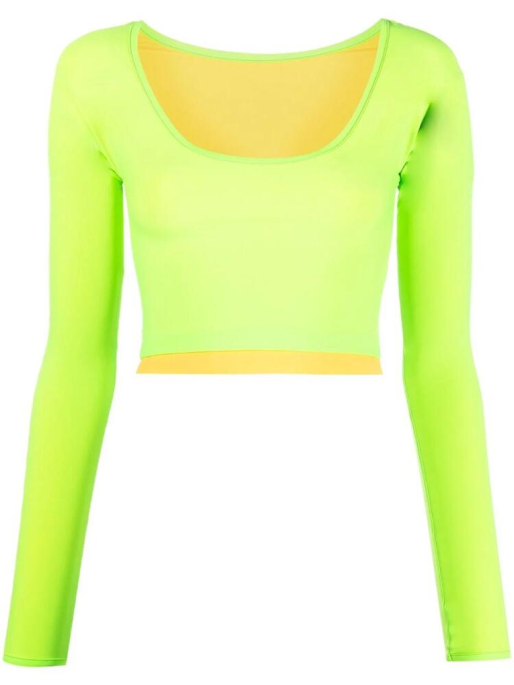 Sunnei layered long-sleeved crop top - Green Cover