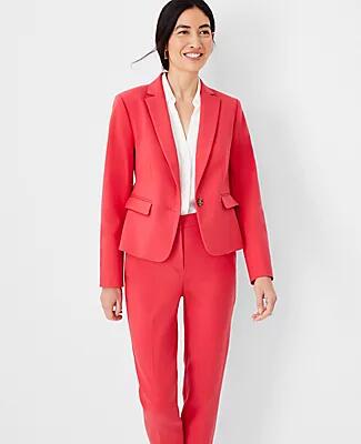 Ann Taylor The Petite One Button Blazer in Stretch Cotton Cover