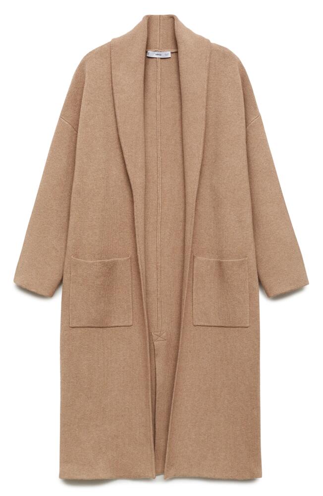 MANGO Oversize Long Cardigan in Medium Brown Cover