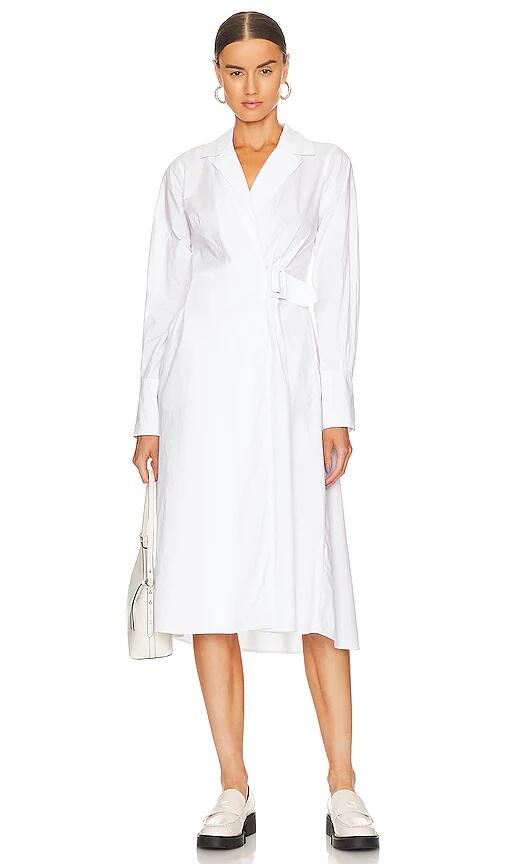 L'Academie Musea Belted Poplin Midi Dress in White Cover