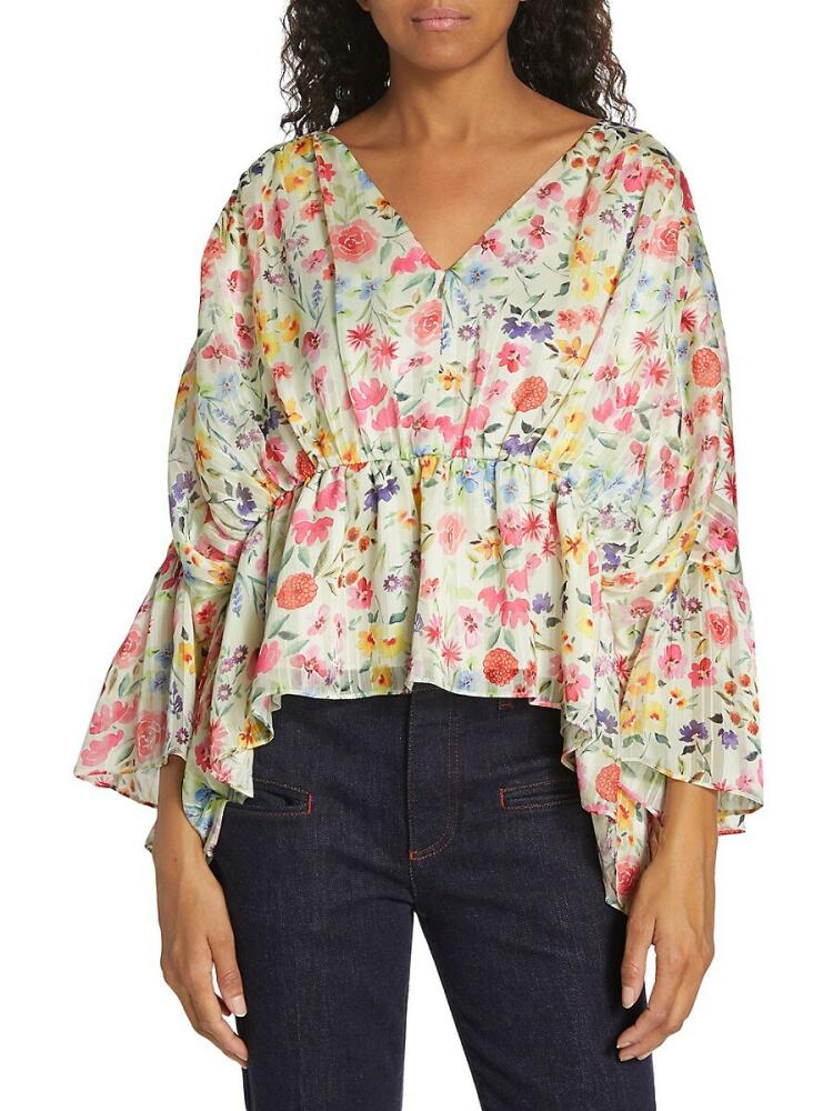 Elie Tahari Women's The Emma Floral Peplum Top - Pressed Floral Cover