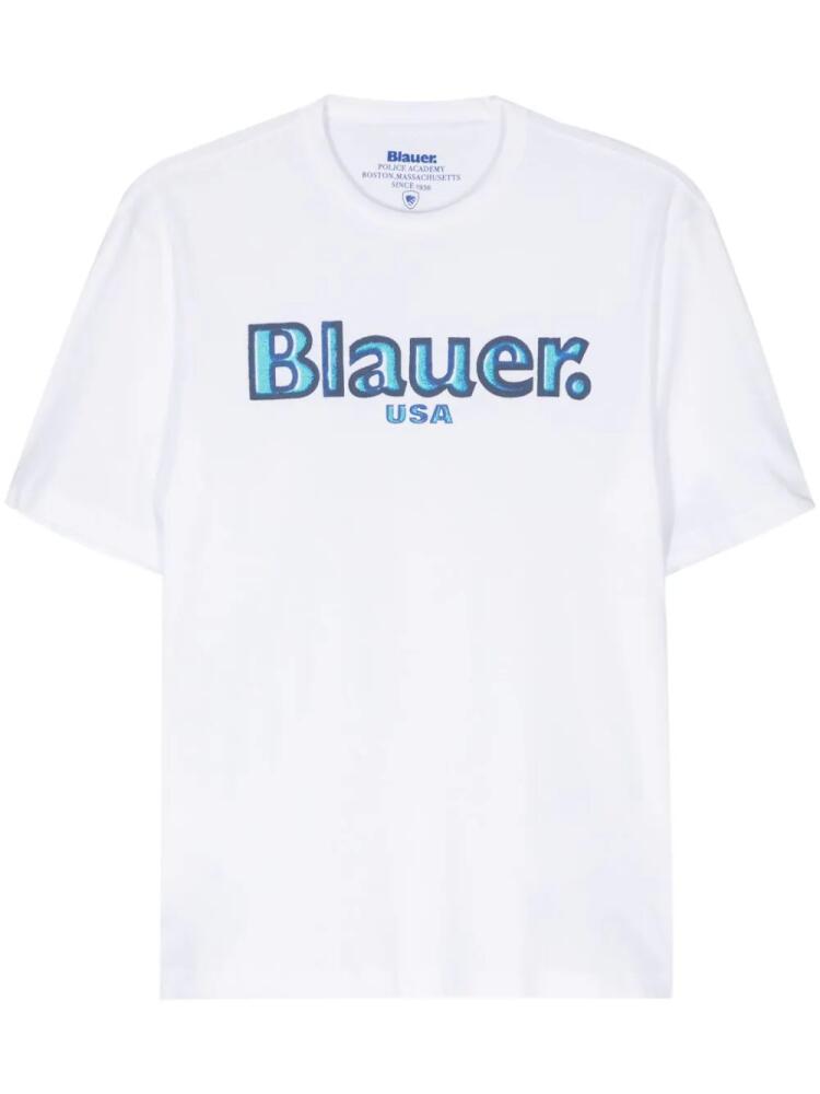 Blauer logo-print cotton T-shirt - White Cover