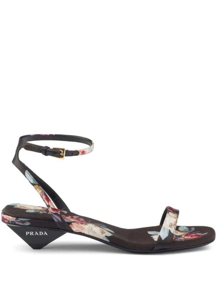 Prada floral-print satin sandals - Black Cover