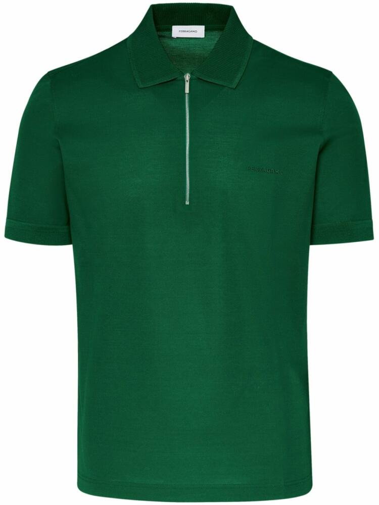 Ferragamo zip-up cotton polo shirt - Green Cover