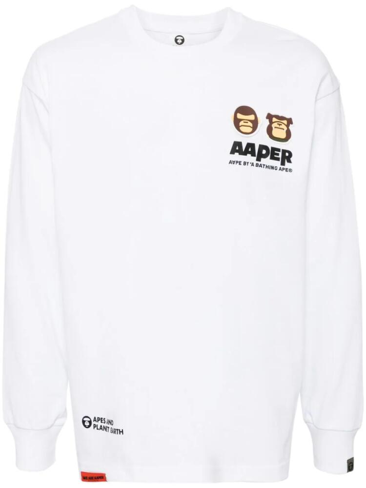 AAPE BY *A BATHING APE® Moonface patch long-sleeve tee - White Cover