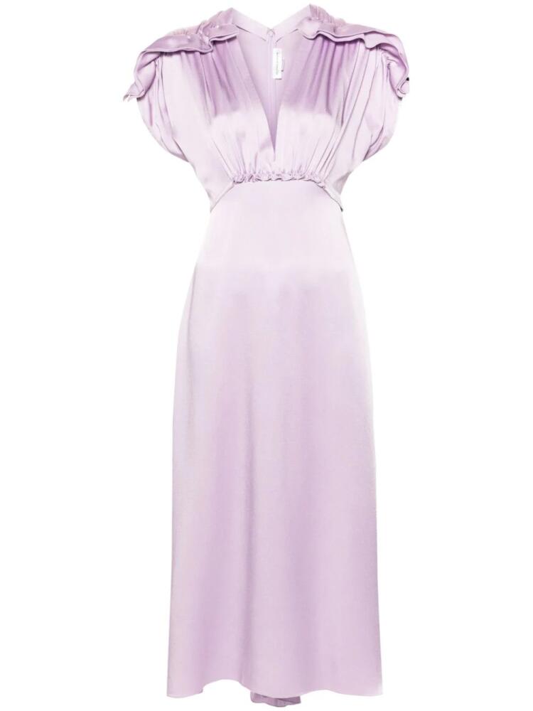 Victoria Beckham ruffled satin midi dress - Purple Cover