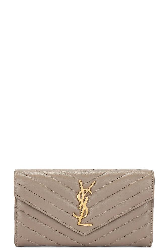 Saint Laurent Large Flap Wallet in Taupe Cover