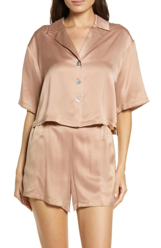 Lunya Washable Silk Button-Up Short Pajamas in Otium Tan Cover