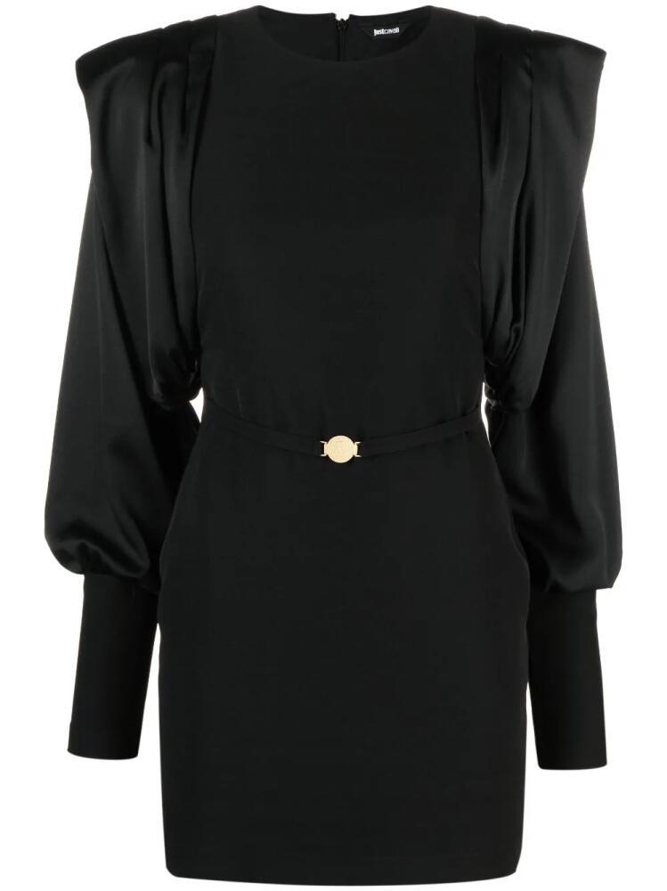 Just Cavalli draped-sleeve belted minidress - Black Cover