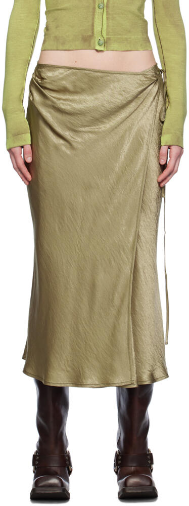 Acne Studios Khaki Wrap Midi Skirt Cover