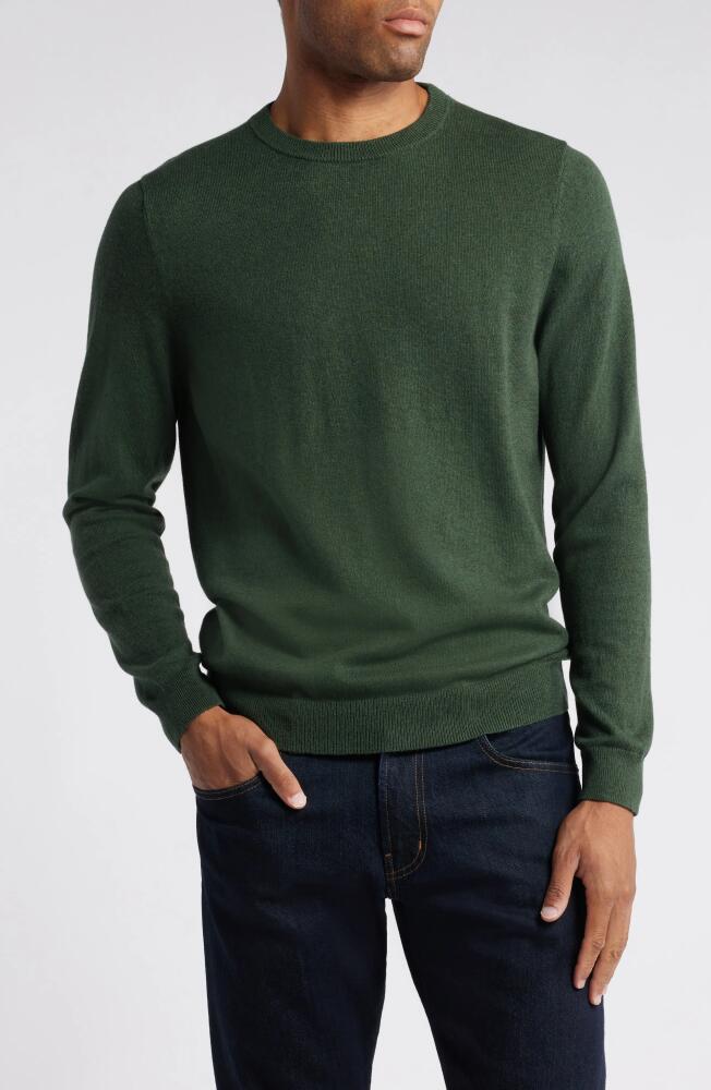 Nordstrom Cotton & Cashmere Crewneck Sweater in Dark Green Heather Cover