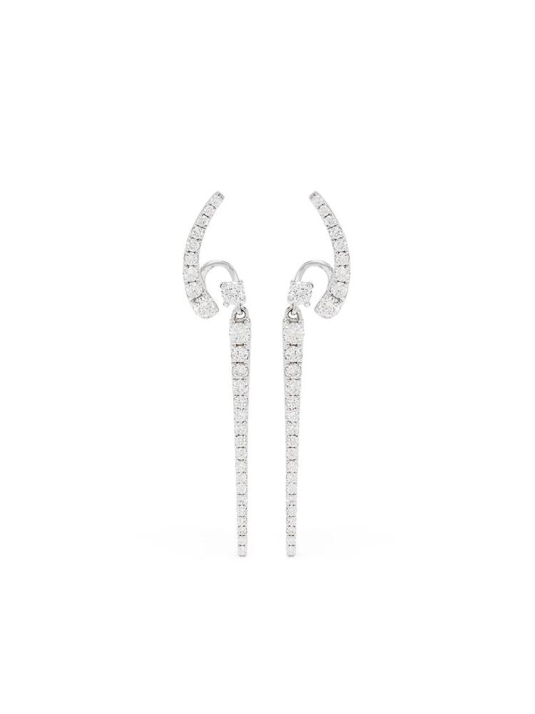 Stefere 18kt white gold diamond drop earrings - Silver Cover