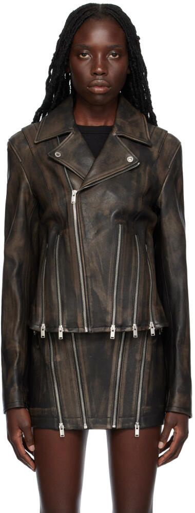 Dion Lee Black Off-The-Shoulder Leather Jacket Cover