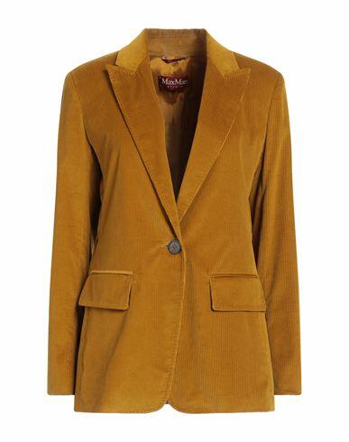 Max Mara Studio Woman Blazer Ocher Cotton, Elastane Cover