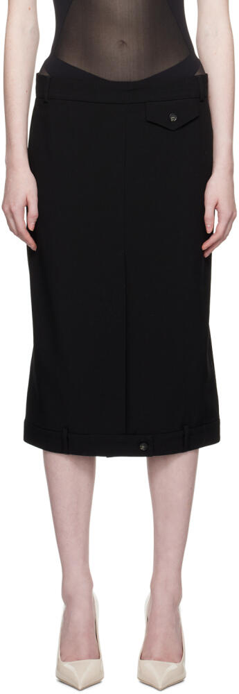 Sportmax Black Mirror-Image Midi Skirt Cover