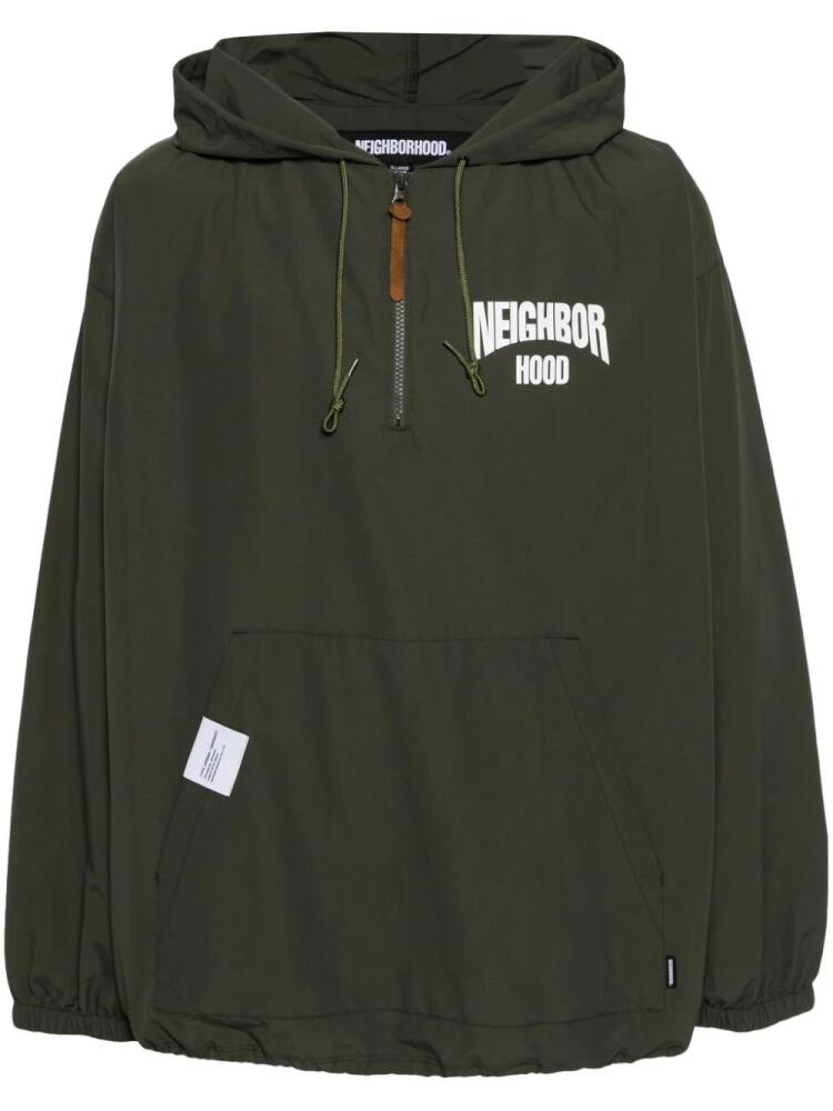 Neighborhood logo-print zip-up hoodie - Green Cover